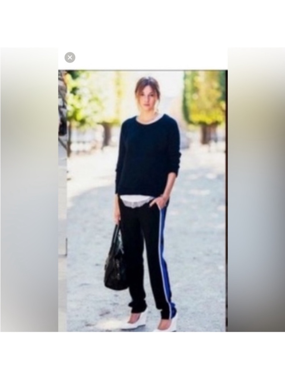 Ann Taylor navy Blue Side Stripe pants